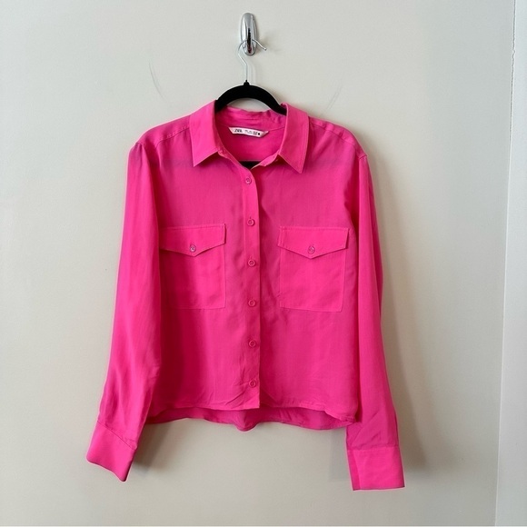 Zara-Double Pocket Boxy Button Down (Size:Large) - Picture 1 of 5